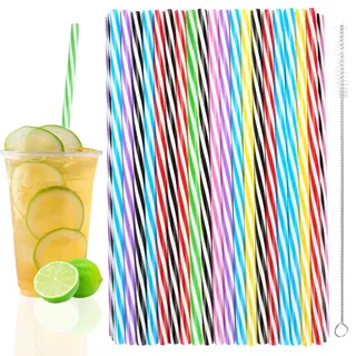 100Pcs Hart Wiederverwendbare Strohhalme, Trinkhalme mit Strohhalmbürsten