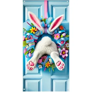 Ostern Tür Abdeckung, 90x180cm Osterdeko Osterhasen Haustür Decke Türabdeckung Hängen Türbanner Frühling Deko Für Garten, Party, Garage