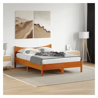 vidaXL Massivholzbett 120 x 200 cm Wachsbraun