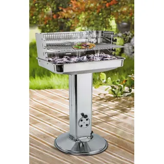 Edelstahl Holzkohlegrill Säulengrill Kohlegrill Standgrill Grillrost BBQ Grill