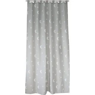 EXPERIENCE Vorhang Schlaufenschal Seitenschal Schlaufenvorhang 2488 140x245 cm Grau mit 7 Schlaufen Mond Sterne (1 St), Schlaufen, blickdicht, Dekostoff, Leuchtet im Dunkeln grau