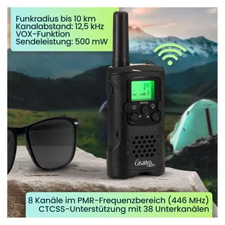 casativo-tech Walkie Talkie, 4er-Set PMR-Funkgerät mit VOX, Taschenlampe, 10km Reichweite, 8 Kanäle, für Abenteuer, Camping und Wandern, für Erwachsene und Kinder