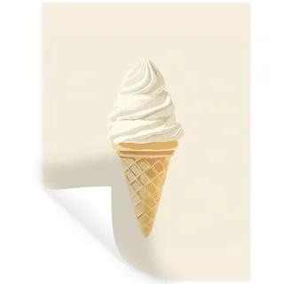 MuchoWow Wandsticker Eiswaffel - Weiß (1 St), Wandtattoo, Selbstklebend, Wohnzimmer, 60x80 cm 60 cm x 80 cm x 0.1 cm