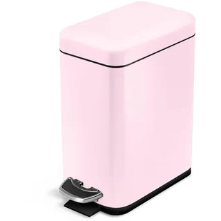 Home Zone Living Badezimmer-Mülleimer mit Deckel, Edelstahl-Mülleimer mit schlanker Form und Trittpedal für Zuhause und Büro, 5 Liter Fassungsvermögen, Rosa