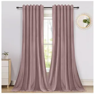 Sunicol Verdunkelungsvorhang Blickdicht Gardinen, Samt Verdunkelungsvorhang,Thermo,Akustik, (2 St), abdunkelnd rosa 132 cm x 213 cm