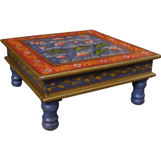 Guru-Shop Couchtisch Bemalter kleiner Tisch, Minitisch, Blumenbank -.. blau|gelb|rot 38 cm x 16 cm x 38 cm