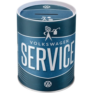 Nostalgic-Art Retro VW Service-Spardose, Geschenk-Idee für Volkswagen-Fans, als Sparschwein aus Metall, Vintage Sparbüchse aus Blech, 1 l