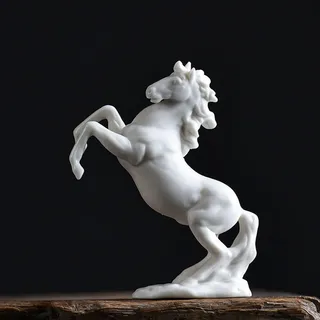 WXMYOZR Weißes Porzellan Pferd Statuen, 10CM Keramik weißes Pferd Figuren Desktop Ornaments Home Decor Kleine Tier Garten Dekor,D