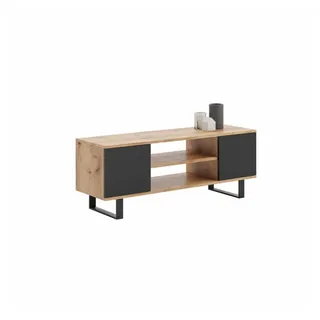 Kobi Focus TV-Lowboard 135 x 40 x 49 cm Schwarz/Mit Eiche