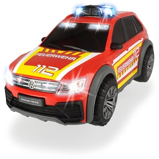 Dickie Toys 203714016 VW Tiguan R-Line Fire Car, Auto, Feuerwehr Einsatzfahrzeug, SUV, Blaulicht & Sound, inkl. Batterien, 25 cm, für Kinder ab 3 Jahren, rot
