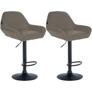 CLP Barhocker Braga 2er Set drehbar höhenverstellbar gepolstert 2 x Stoff taupe/schwarz