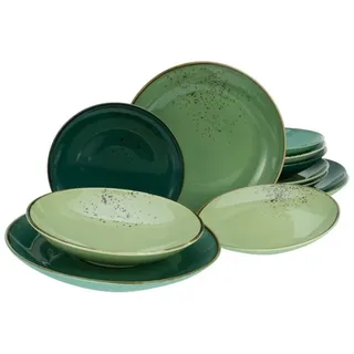 CreaTable 33322, Tafelservice Nature Collection Green Life für 6 Personen, Steinzeug, grün in Grün | Gr.: onesize