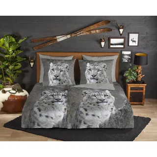 Muller Textil Chief Wendebettwäsche Leopard grau 155 x 220 cm + 2 x 80 x 80 cm