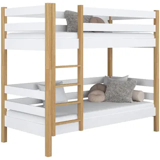 N-Wood Etagenbett, Eiche Artisan, Weiß, Holz, Echtholz,Eiche, Kiefer, 120x180 cm, FSC 100%, EN 71, Handmade in Europe, Handmade Quality, Hergestellt in Europa, Real Wood, Kinder- & Jugendzimmer, Kindermöbel, Kinderbetten, Etagenbetten