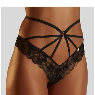 Tanga JETTE, Damen, Gr. 44/46, schwarz, Microtouch, Obermaterial: 90% Polyamid, 10% Elasthan, figurbetont, Unterhosen Tanga, mit aufregendem Bänder-Design