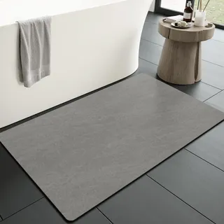 KAZOLEN rutschfeste Badematte Super Absorbierende Badezimmerteppich: dünn 40 x 60 cm Waschbar schnelltrocknende Badvorleger Duschvorleger für Dusche, Badewannen und Badezimmer, Toilette, grau