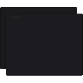 LONGFITE 2 Stück große Platzsets, Silikon-Tischsets für Kinder, rutschfeste, hitzebeständige Schutzunterlagen für Tisch, Schreibtisch, Arbeitsplatte (40 x 50 cm Schwarz)