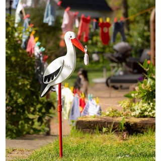 goki Gartenstecker Blumenstecker Storch mit Babytuch, XL 100cm bunt