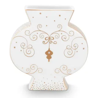 PiP Studio Dekovase Royal Winter White Vase flach 16,5cm (Vasen), Flat Vase Royal Winter White 16.5cm bunt|weiß