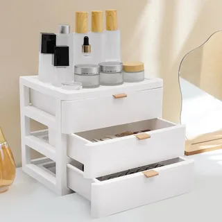 Schubladenbox, Schreibtisch Organizer, Aufbewahrungsbox Badezimmer mit 3 Schubladen, Kosmetik-Organizer, Schubladen Organizer Büro, Minikommode, Schubladenbox a4, für Bücher, Schmuck, Kosmetika