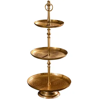 Riess Ambiente Elegante Etagere Orient 65cm Gold Hammerschlag Design mit DREI Etagen Servierständer Obstschale 3 Ablagefächer