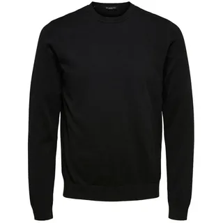 SELECTED HOMME Strickpullover Einfarbiger Basic Rundhals Long Sleeve SLHBERG (1-tlg) SLHBERG CREW NECK B NOOS schwarz M (50)