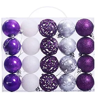 Baumkugeln 20 Stück Christbaumkugeln Weihnachtskugeln, Morbuy Kunststoff Weihnachtsbaumkugeln Plastik Bruchsicher, Weihnachtsbaumschmuck Weihnachtsdeko (lila)