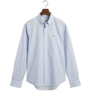 Gant Langarmhemd Slim Fit Popeline Hemd leichte Baumwolle strapazierfähig pflegeleicht mit klassischer Logostickerei auf der Brust blau XXL