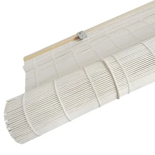 Zhixubah Sonnenschutz Bambusrollos Retro Bambus Rollo für Innen Sichtschutz Lichtfilter-Rollo Weiß Bambusvorhang 80 90 100 110 120 130 150 160cm Breit Handgewebt Bambus Jalousie Holzrollo Anpassbar