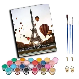 WANGWANGMIAO Malen Nach Zahlen Erwachsene,Hei?luftballon Paris 40X50 cm Leinen Segeltuch, DIY Ölgemälde Urlaub Handgemalte Geschenke Malen Hauptdekoration,ohne Rahmen