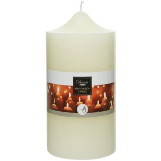 Decoris Kirchenkerze 10x20cm Paraffin - groß & duftneutral - ca. 155 Stunden lange Brenndauer - Wachskerze als Taufkerze Hochzeitskerze - Blockkerze für Hochzeit Taufe Weihnachten - Ivory Elfenbein