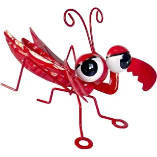 Metall Mantis Deko, Garten Deko Mantis Figuren, Gartendeko für Draußen Wetterfest, Bunte Insect Gartenkunst Metallskulptur, Gartenfiguren Wand Dekor Skulpturen für Haus, Garten, Rasen (Rot)