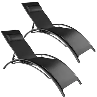 Tectake Sonnenliege 180 x 59 x 50 cm schwarz 2 St.