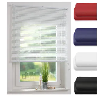 ourdeco® Jalousie aus PVC / 110 x 220 cm (Breite x Höhe) / Farbe weiß/lichtdurchlässig bis Blickdicht/Einfache Montage an Wand oder Decke