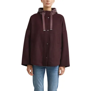 COMMA Damen Outdoor-Cape – Wollmix, Puffer-Kapuze, Loose Fit - XS