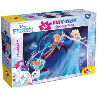 Lisciani - Disney Die Eiskönigin Lernspiel - Puzzle ab 3 Jahren - Double Face 2 in 1: Supermaxi Legespiel & Ausmalbild - 35 Teile - Riesenformat 70 x 50 cm - Frozen Spielzeug für ELSA & Anna