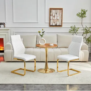 Esstisch Set Mit 2 Stühlen Rund 60 Cm Mdf Metall Okmyhome