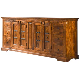 Kolonialstil Sideboard groß Holz massiv Akazie Kommode Schrank Akazienholz