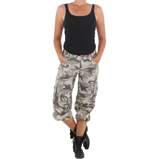Sotala Damen Camouflage Cargo Shorts Capri Hot Pants Bermuda Kurze Army Armee 3/4 Hose # Beige XS/34 - XS