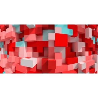 ARCHITECTS PAPER Fototapete "3D Cubes Red" Tapeten Vlies, Wand, Schräge Gr. B/L: 5 m x 2,5 m, bunt (rosa, rot, türkis) Fototapeten 3D Tapeten