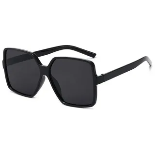 Rnemitery Sonnenbrille Retro Groß Sonnenbrille Damen Modern Fahrenbrille UV 400 Schutz schwarz