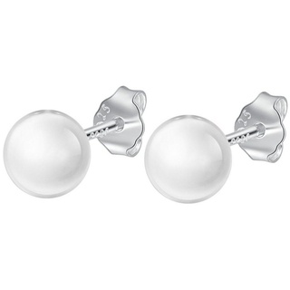 Ditz Paar Ohrstecker Damen Ohrringe Ohrstecker 925 Silber mit opal weißer Perle 10mm, Geschenke Für Frauen Freundin Mutter zum Geburtstag Muttertag