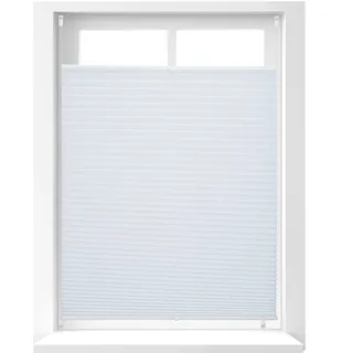 1 x Plissee Rollo ohne Bohren, Klemmfix zum Kleben, Faltrollo lichtdurchlässig, Faltstore, B x H: 90 x 130 cm, weiß