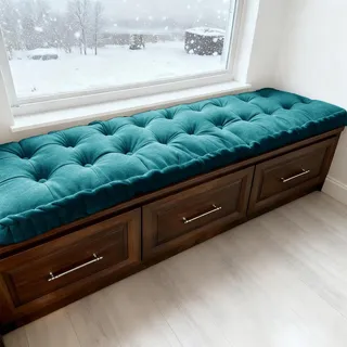 WLXFF Samt Sitzkissen Sitzpolster Bank, Getuftete, weiche Sitzkissen, Kissen Bank Mit Griff, 10cm Dicke Sitzkissen Sitzpolster für Fensterbank Sitzauflage Gartenbankauflagen,No7,180x50cm