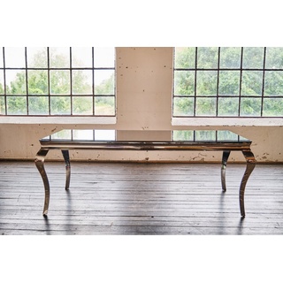KAWOLA Esstisch AMARA, Tisch Glastisch Barock, Gestell Edelstahl, 200x100cm schwarz