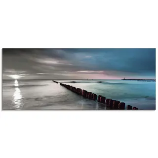 ARTland Wanddeko Glasbilder Wandbild Glas Bild einteilig 125x50 cm Querformat Natur Strand Meer Ostsee Sonnenuntergang Himmel Wolken Landschaft S6CB