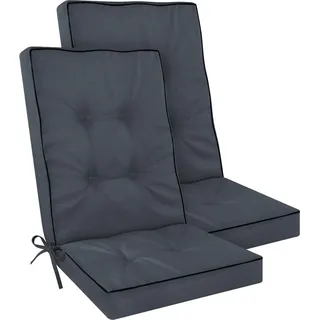Aspero Sitzauflage 2 Premium Hochlehner Stuhlauflagen Alicante, Gepolsterte und wasserdichte Outdoor Auflage grau