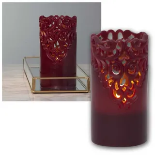 Star Trading Clary LED Wachs Stumpenkerze 15 cm rot