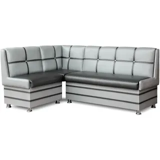 RODNIK Eckbank Korsika Maxi 213x142cm, Sitzbank gepolstert, mit Truhen, Kunstleder Grau Schwarz, Stauraum