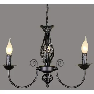 Lfoute Antik Kronleuchter Klassische E14 Kerze Pendelleuchte Französischer Hängelampe Retro Schwarz Pendellampe Höhenverstellbar Landhausstil Wohnzimmer Licht Küche Esszimmer Gang Beleuchtung,3 heads